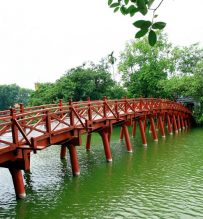 sunbeam Bridge over Hoan Kiem lake